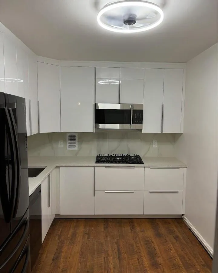 Renovated kitchen with quartz countertops in Beverly